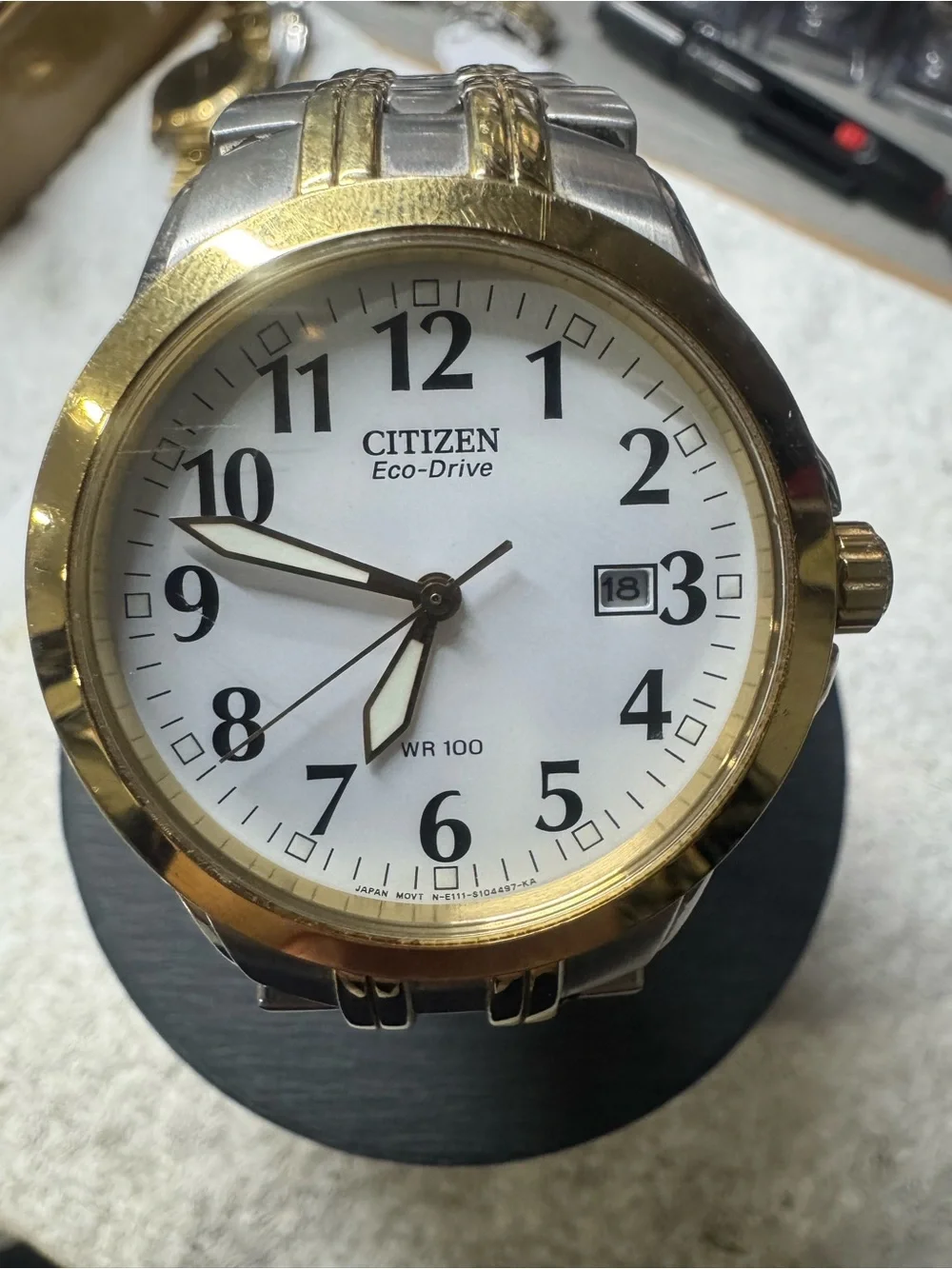 #183 Citizen Two-Tone Gold and Silver Men's Eco-Drive Watch with White Dial